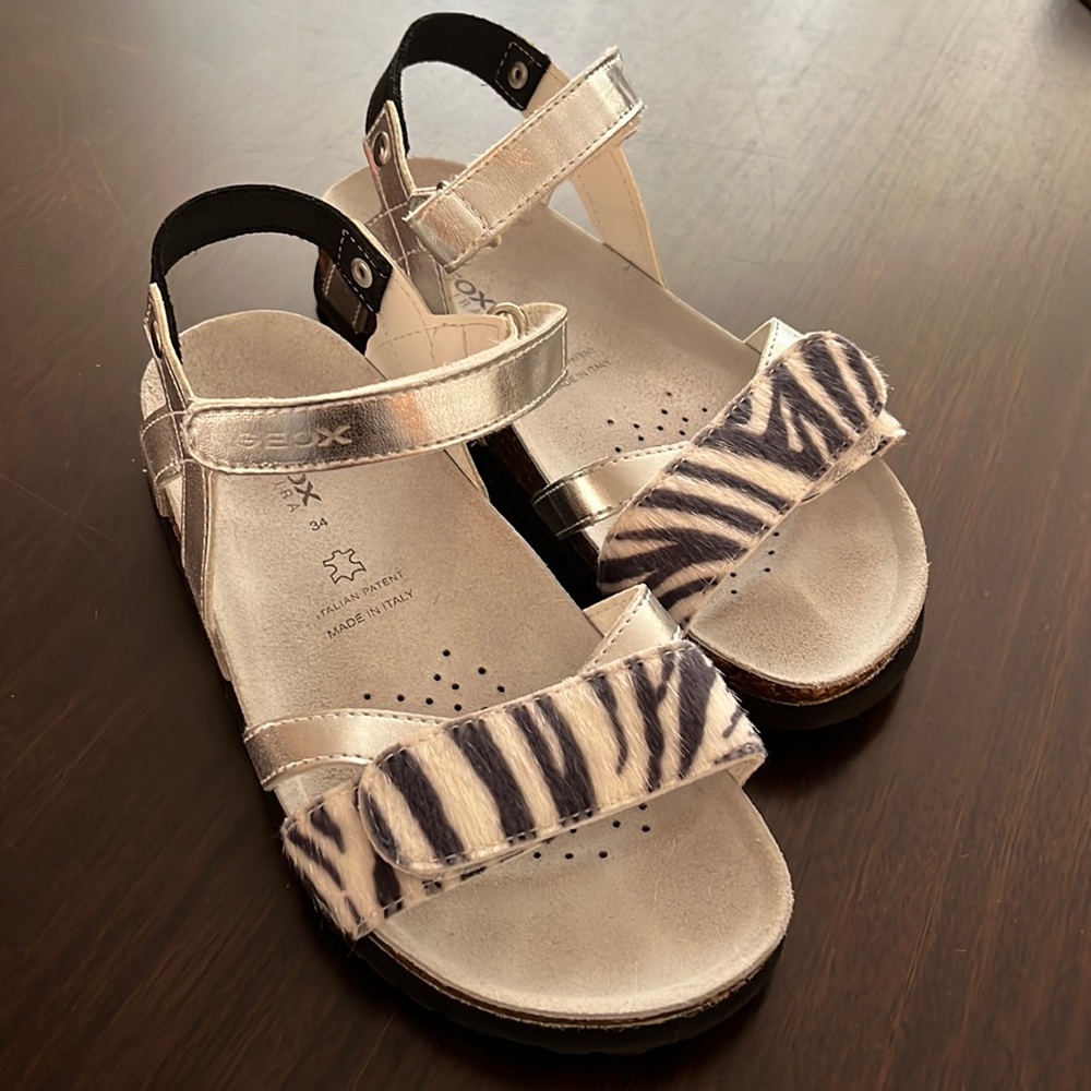 GEOX Sandals Girls Cowhide Hair, Sz 34